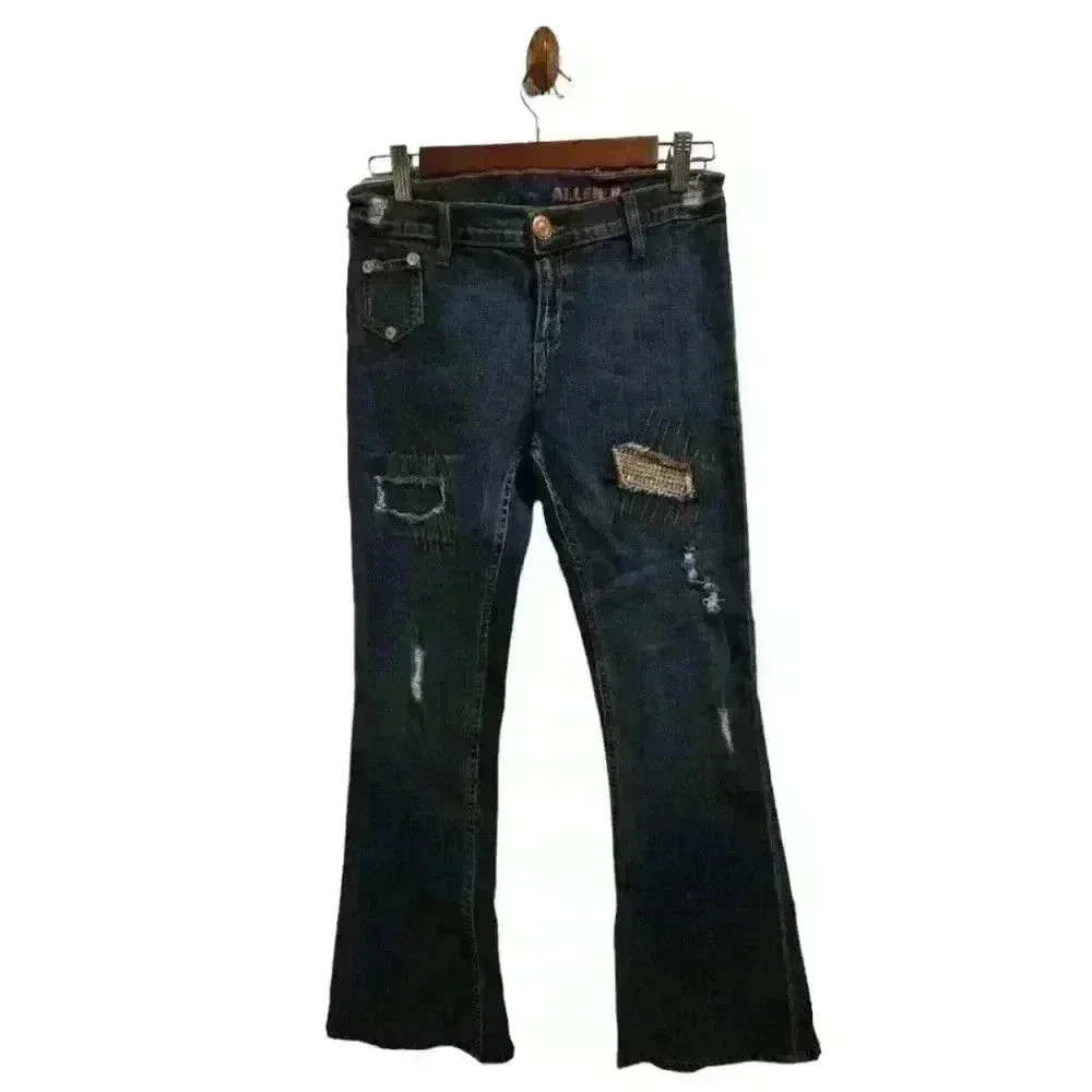 P7436 allen b. Distressed flare festival jeans